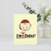 Brünett Boy Baseball 2. Geburtstag Postkarte (Stehend Vorderseite)