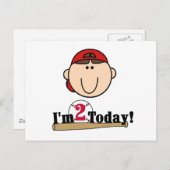 Brünett Boy Baseball 2. Geburtstag Postkarte (Vorne/Hinten)