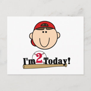 Brünett Boy Baseball 2. Geburtstag Postkarte