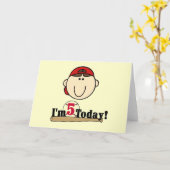 Brünett Boy Baseball 5. Geburtstag Karte (Gelbe Blume)