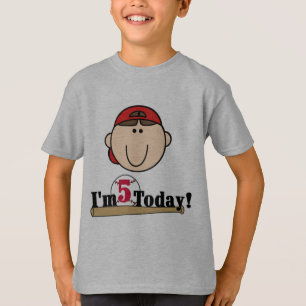 Brünett Boy Baseball 5. Geburtstag T-Shirt