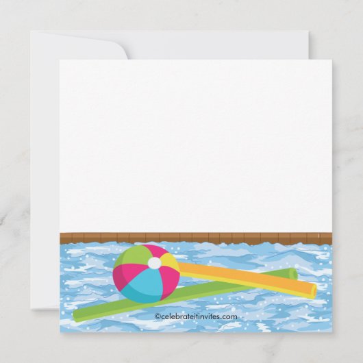 Brünett Boy Birthday Summer Pool Party Einladung (Rückseite)