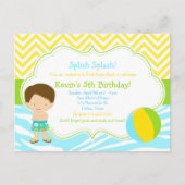 Brünett Boy Pool Party Bash Party Postkarte (Vorderseite)