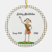 Brünett Brownie Girl Scouting Brown Polka Dots Keramikornament (Vorne)