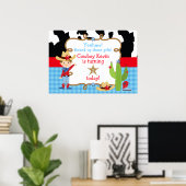 Brünett Cowboy Western Geburtstagsparty Poster (Heimbüro)