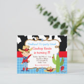 Brünett Cowboy Western Geburtstagsparty Postkarte (Stehend Vorderseite)