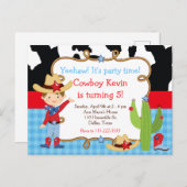 Brünett Cowboy Western Geburtstagsparty Postkarte (Vorne/Hinten)
