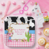 Brünett Cowgirl Western Geburtstagsparty Pappteller (Party)