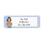 Brünett Girl Blue Polka Dot-Adresse (Vorne)