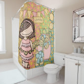 Brünett Girl Lemonade Stand Duschvorhang (Beispiel)