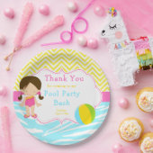 Brünett Girl Pool Party Bash Party Pappteller (Party)