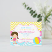 Brünett Girl Pool Party Bash Party Postkarte (Stehend Vorderseite)