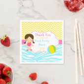 Brünett Girl Pool Party Bash Party Serviette (Beispiel)