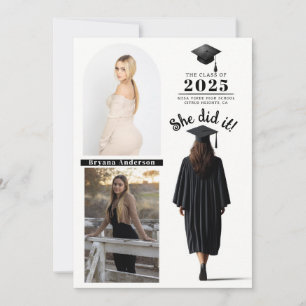 Brünett Grad Girl Abschluss Foto Ankündigung
