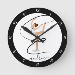 Brünett Gymnastik Girl Gymnastik Gymnastik Gymnast Runde Wanduhr