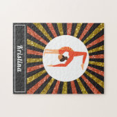Brünett Gymnastik Gymnastik Gold Orange Name Puzzle (Horizontal)