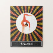 Brünett Gymnastik Gymnastik Gold Orange Name Puzzle (Vertikal)