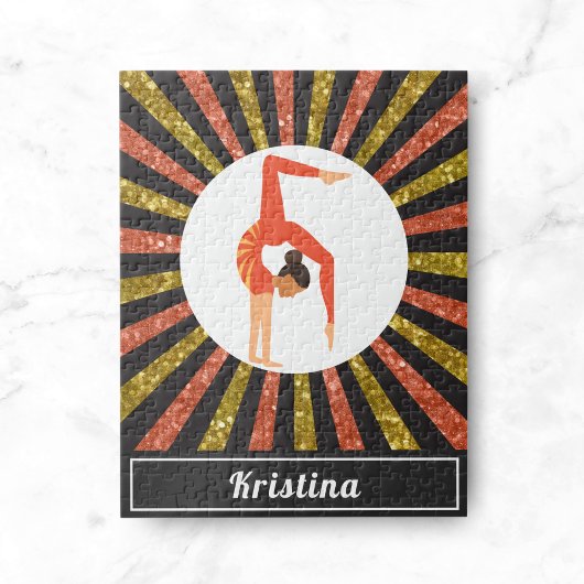Brünett Gymnastik Gymnastik Gold Orange Name Puzzle