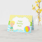 Brünett Hair Boy Pool Party Bash Party Karte (Gelbe Blume)