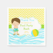 Brünett Hair Boy Pool Party Bash Party Serviette (Vorderseite)