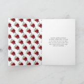 Brünett Hair Princess Red Floral Quinceanera Karte (Innenseite)