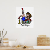 Brünett Ham Radio Button-up Girl Poster Anpassen (Küche)