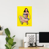 Brünett in Bikini Button Up Poster (Heimbüro)