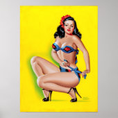 Brünett in Bikini Button Up Poster (Vorne)