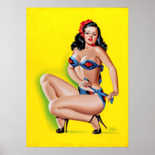 Brünett in Bikini Button Up Poster