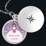Brünett Lavender Wedding Bridesmaid Necklace Versilberte Kette<br><div class="desc">Keepake Necklaces Wählen Sie entweder Silver Plated Gold Finish oder Sterling Silver Unique Personalisiert Custom !st Christmas Gift Wedding Party Necklaces - um die Hintergrundfarbe zu ändern - klicken Sie auf Anpassen - wählen Sie das letzte Tool aus dem Drop-Down-Menü und wählen Sie aus einer der angezeigten Farben oder geben...</div>