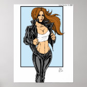Brünett Leather Biker Chick Poster (Vorne)