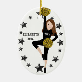 Brünett Pom Squad Gold und Schwarze Keramik Orname Keramik Ornament