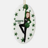 Brünett Pom Squad Green & Black Keramikornament (Rechts)