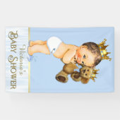Brünett Prince Teddy Bear Babydusche Banner (Horizontal)