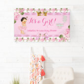 Brünett Princess Baby Dusche Rosa Rosen Tee Party Banner (Insitu)