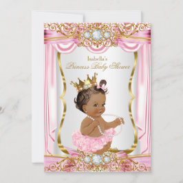 Brünett Princess Baby Dusche Rosa Seide dunkel Einladung