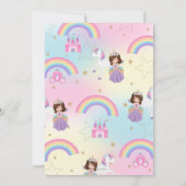 Brünett Princess Unicorn Birthday Rainbow Einladung (Rückseite)