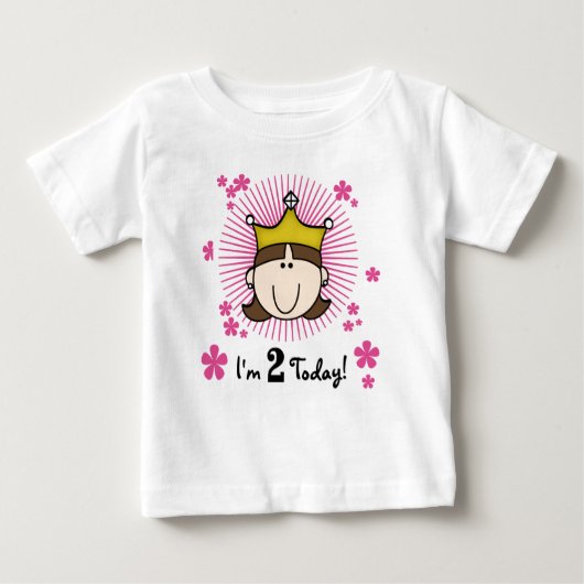 Brünett Prinzessin 2. Geburtstag Baby T-shirt (Vorderseite)