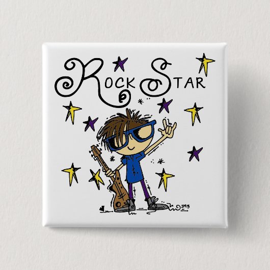 Brünett Rock Star Button (Vorderseite)