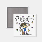 Brünett Rock Star Magnet (Vorderseite/Rückseite)