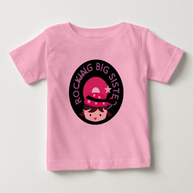Brünett Rocking Big Sister Baby T-shirt (Vorderseite)
