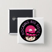 Brünett Rocking Big Sister Button (Vorne & Hinten)