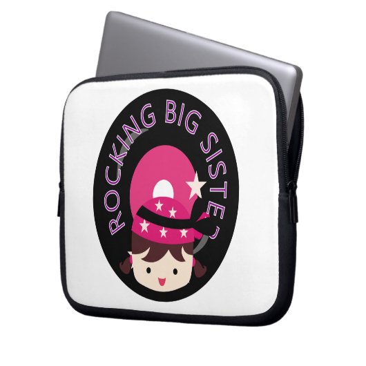 Brünett Rocking Big Sister Laptopschutzhülle (Vorderseite Links)