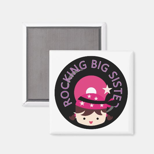 Brünett Rocking Big Sister Magnet (Vorderseite/Rückseite)