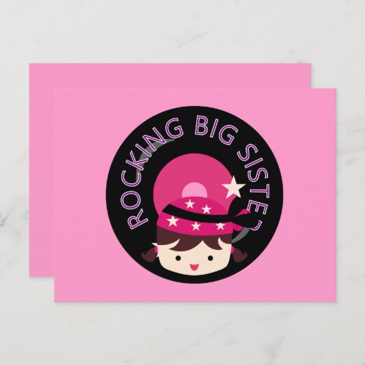 Brünett Rocking Big Sister Postkarte (Vorne/Hinten)