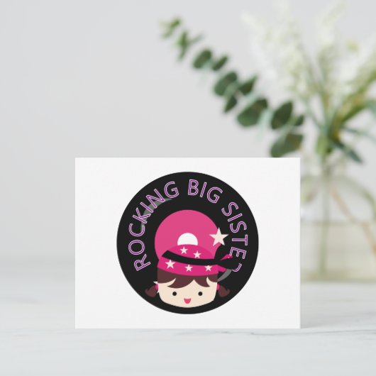 Brünett Rocking Big Sister Postkarte (Stehend Vorderseite)