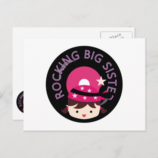 Brünett Rocking Big Sister Postkarte (Vorne/Hinten)