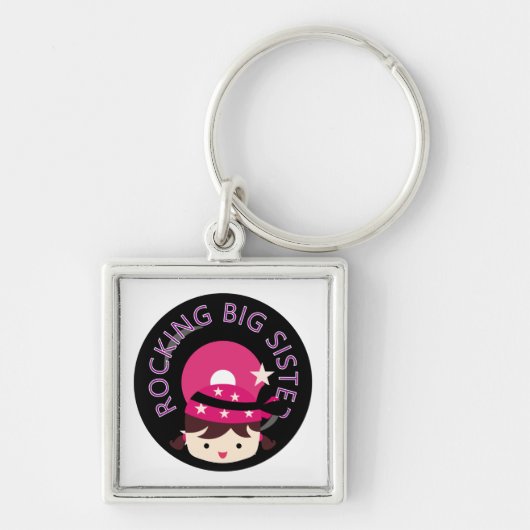 Brünett Rocking Big Sister Schlüsselanhänger (Vorne)