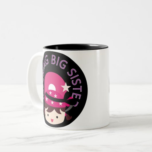 Brünett Rocking Big Sister Zweifarbige Tasse (Vorderseite Links)
