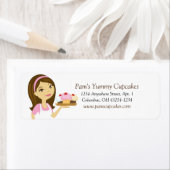 Brünett/rosa Cupcake Baker-Rücksendeadressen-Aufkl (Insitu)